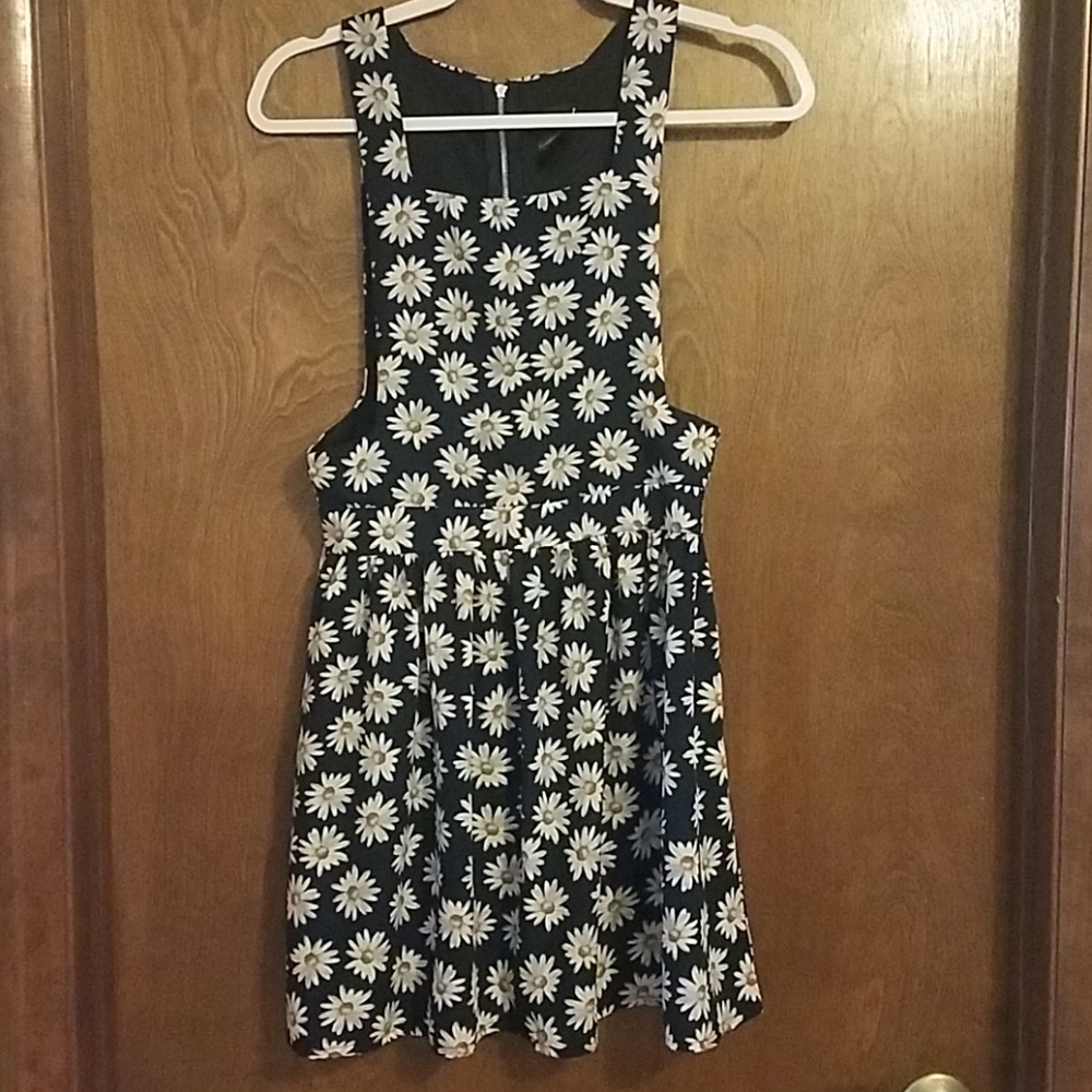 Navy White Daisy Romper Mini Dress